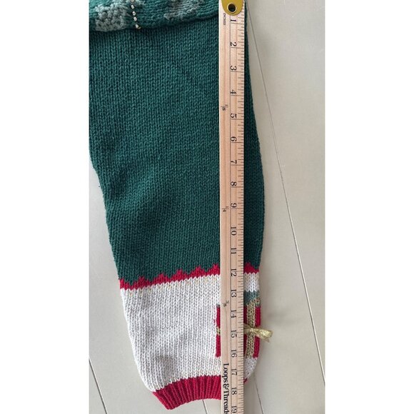 Vtg 90's Ugly Christmas Cardigan Sweater Women's M  Knit Bells Bows Teddy Bear - Picture 13 of 13